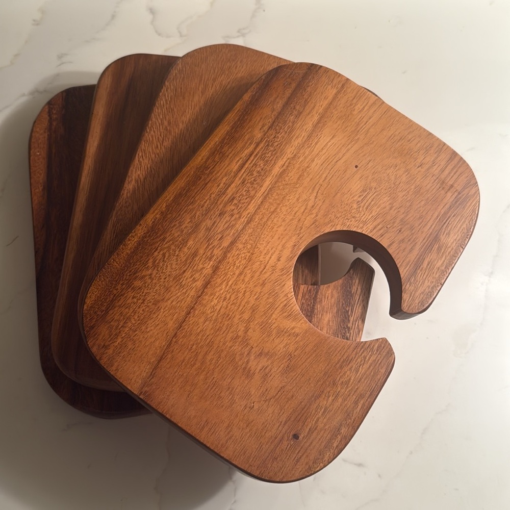 Vintage Wooden Snack Trays Set of 4 - Picture 6 of 6